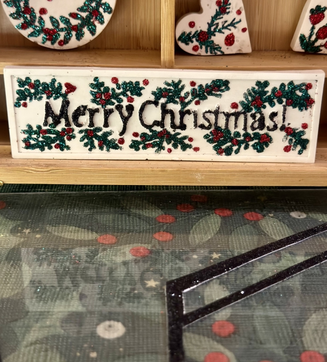 JESMONITE BLACK MERRY CHRISTMAS MAGNET