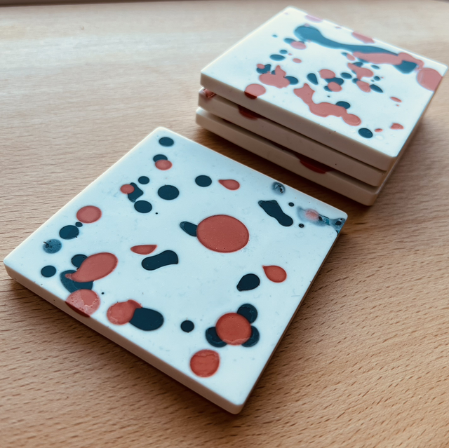 Brick red and navy coaster