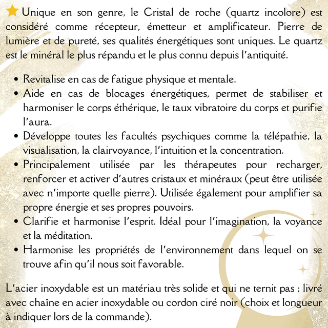 Pendentif "Talisman Protection" Obsidienne dorée et Cristal de roche (Quartz incolore)