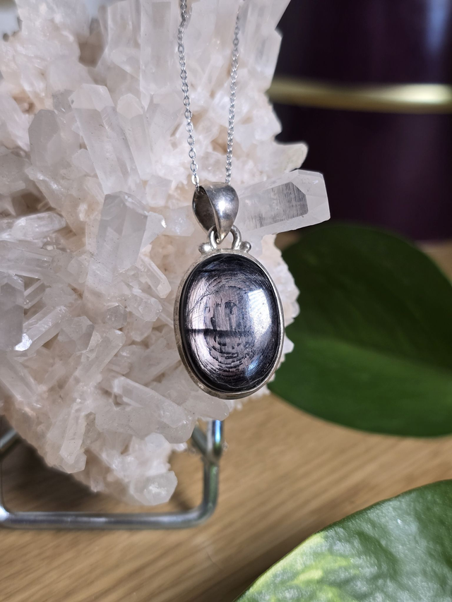 Pendentif Hyperstène et Argent 925 (Qualité AA)