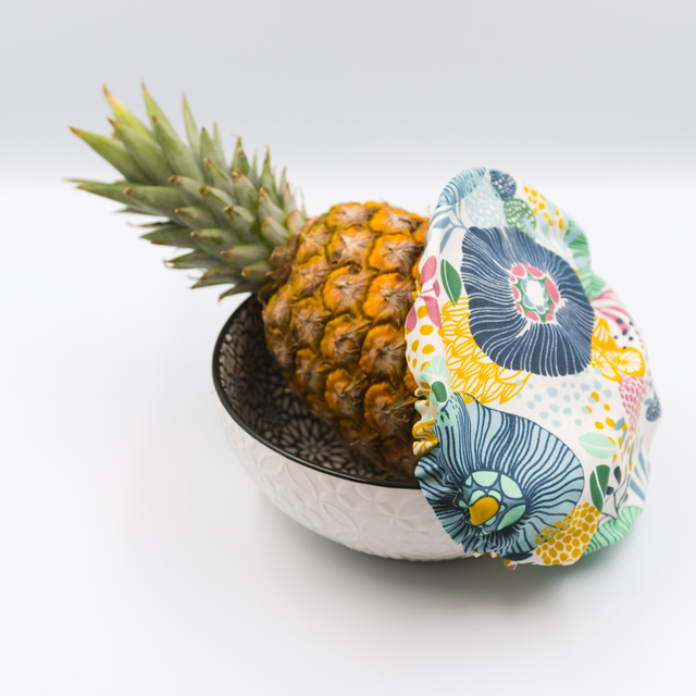 Couvre saladier 22cm en lin ou coton enduit réutilisable