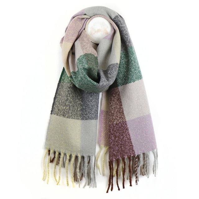 Sage and Lilac Check Scarf