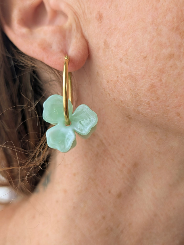 Créoles ROSALIE courtes vert d'eau