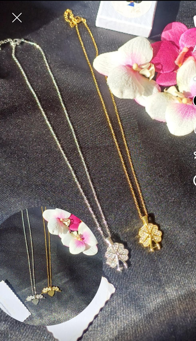 Collier Trèfle/gravure sur Coeur 