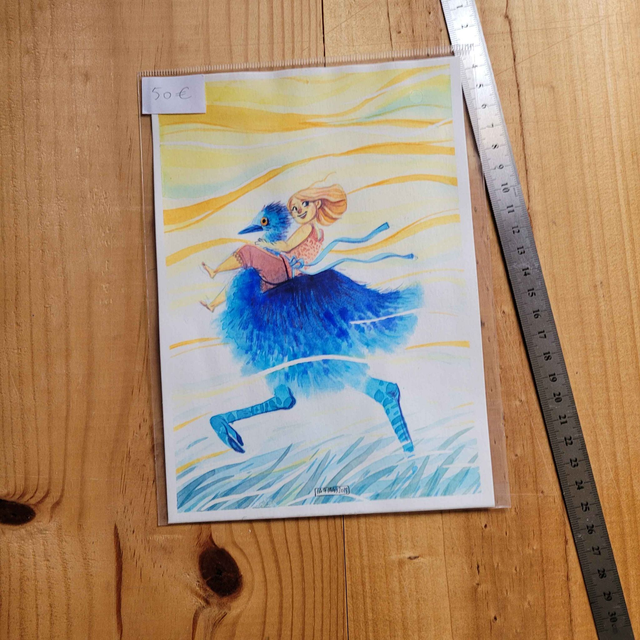 Aquarelle Originale - L'autruche