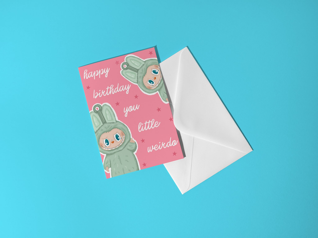 Happy Birthday You Little Weirdo - Labubu Inspired Birthday Card
