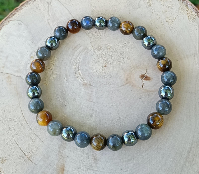 Hématite, Labradorite &amp; Œil de Tigre