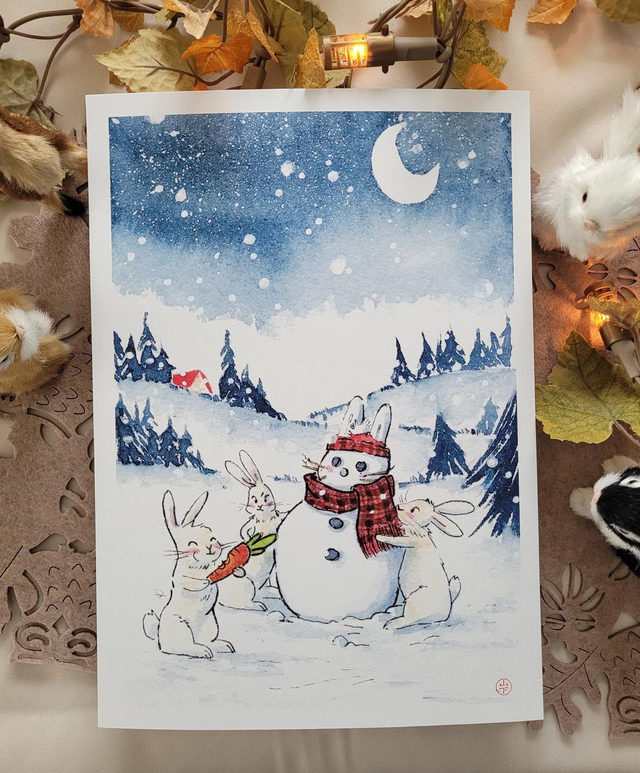Bonhomme de neige - tirage d'art A4
