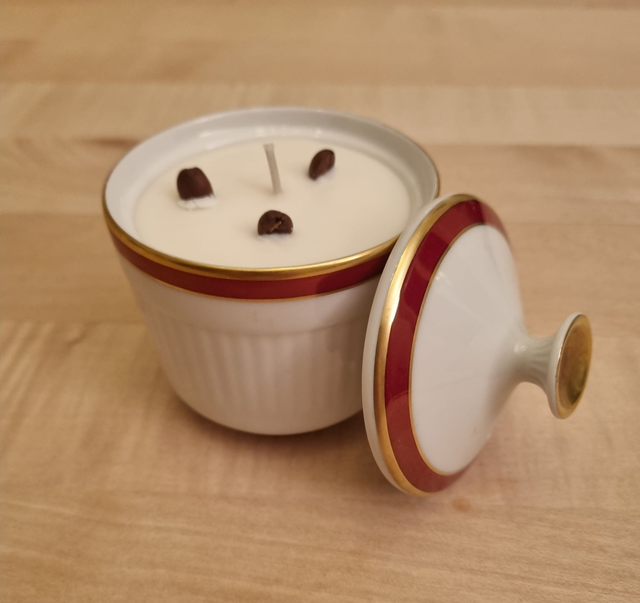 Kerze im Zuckertopf mit Deckel - Unikat