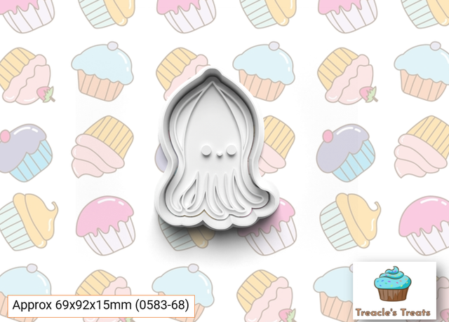 Squid Fondant/cookie stamp with cutter 