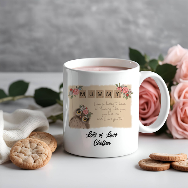 Personalised Owl Design Mug for Mum, Mummy, Stepmum