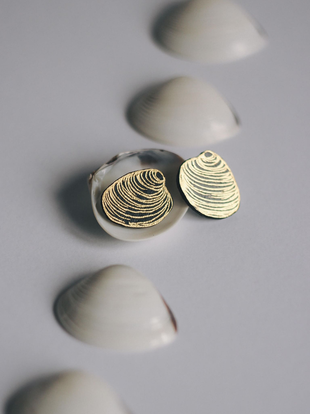 Kolczyki sztyfty muszelki złote