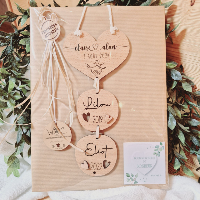 Guirlande de Famille Cœur – Prénoms et Dates de Naissance