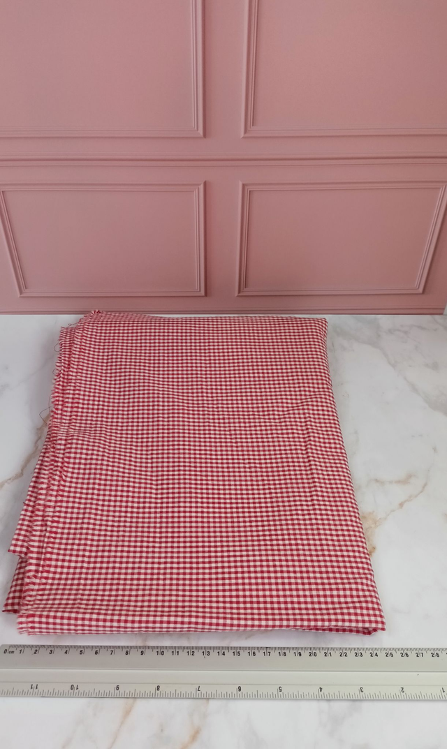 Tissu coton vichy rouge/blanc