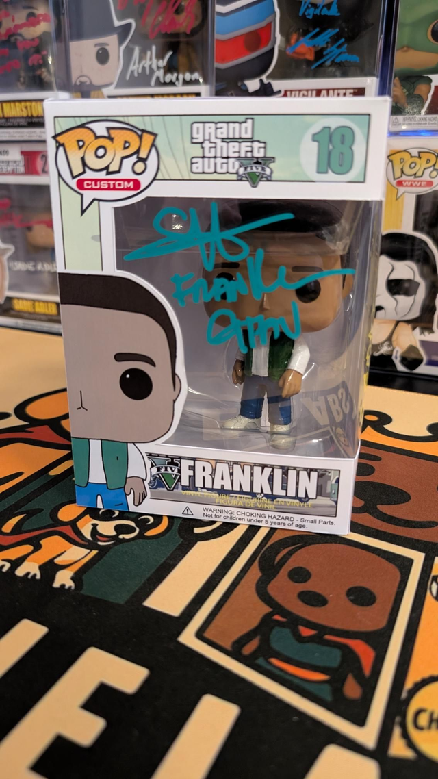 Custom Funko Pop GTA V Franklin Signed by Shawn Fonteno with SWAU COA