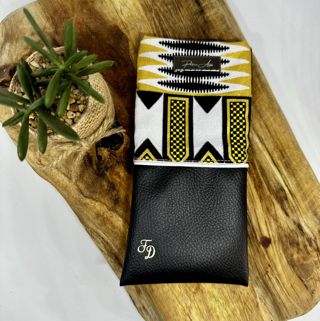 Étui à lunettes Tissu wax noir/doré