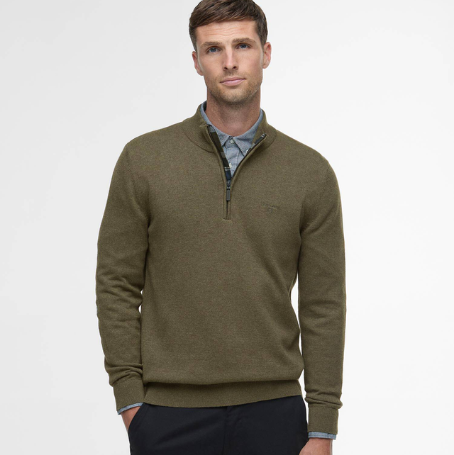 Barbour Avoch Half-Zip Jumper Olive 