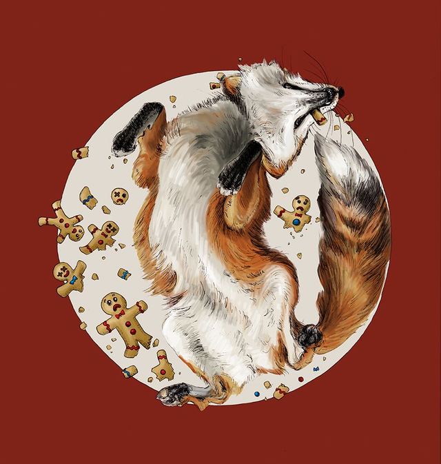 Fox Christmas Card - Gingerbread Men