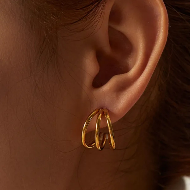Stainless Steel Triple C Stud Earrings