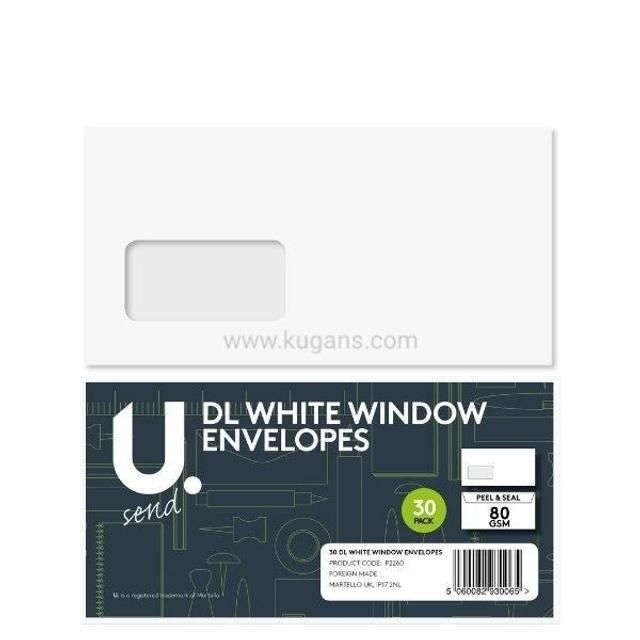 Martello White Window Envelopes DL