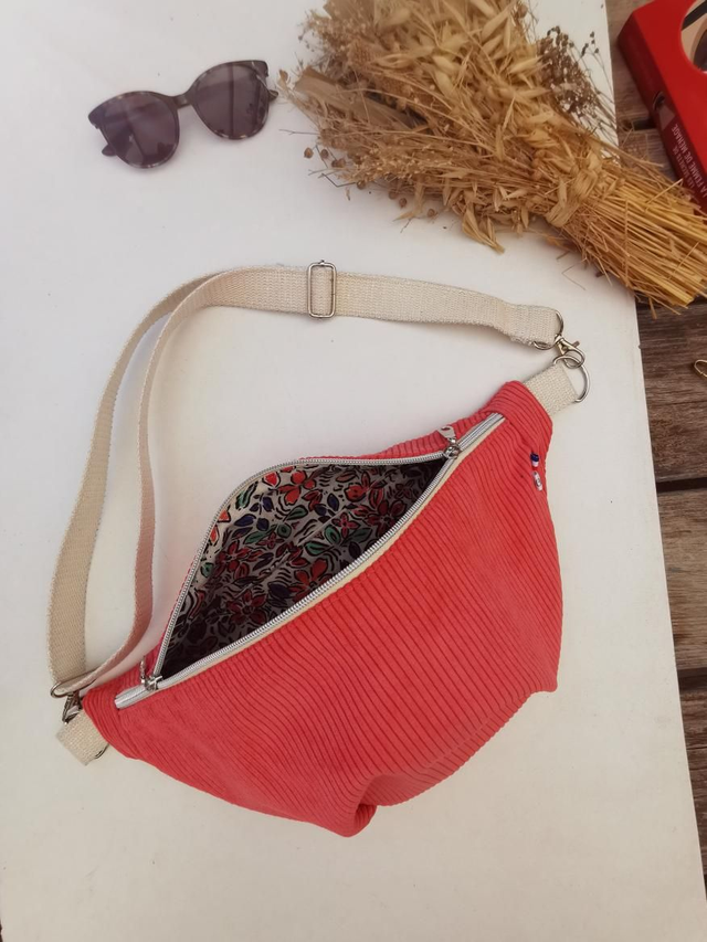 Banane LOUISE velour corail 