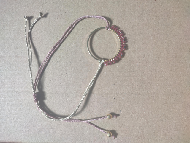 Z-Bracelet tissé main en perles de verre miyuki rose et or, réglable par lien 