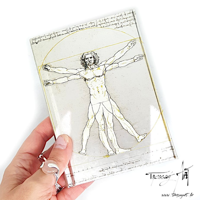 FLAMETREE - CARNET DE POCHE RIGIDE AIMANTE VITRUVE LEONARD DE VINCI - TB022