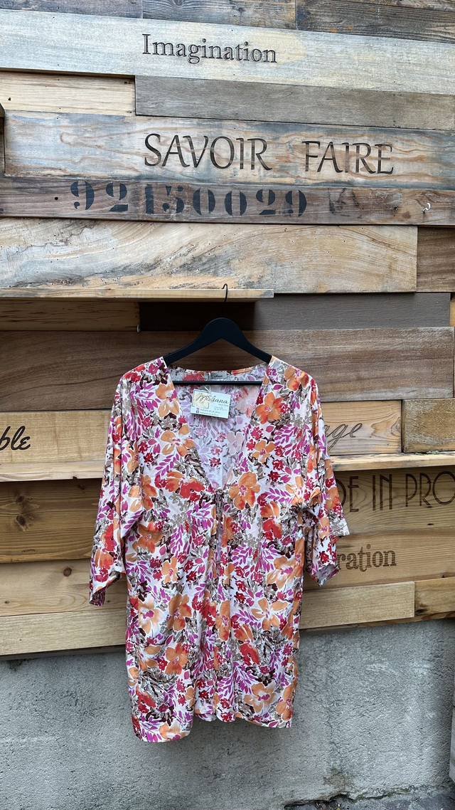 Tunique longue rose et orange