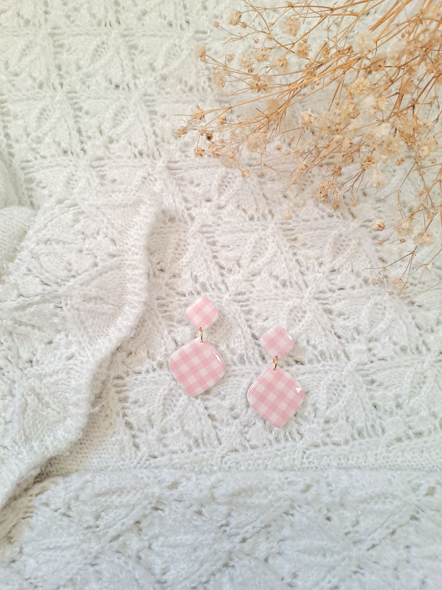 Boucles d&#039;oreilles Vichy losange