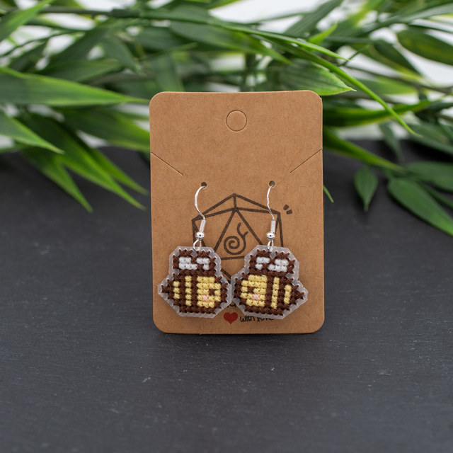 Bee - Cross stitch earrings