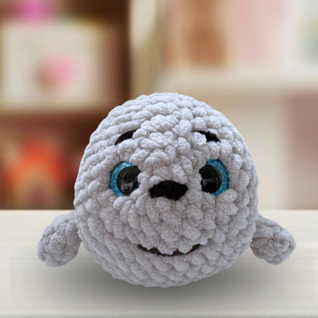 Crochet Chenille Seal, Grey, Ukca tested