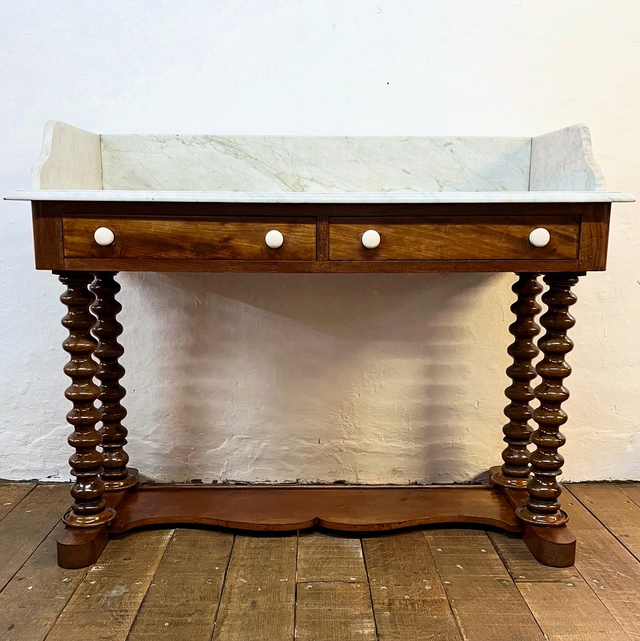 A 19th Century Victorian Mahogany Carrara Marble Topped Washstand