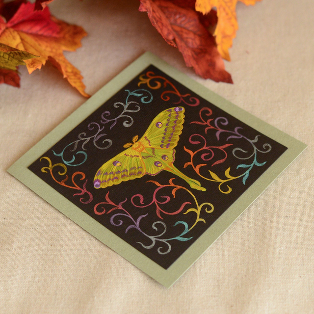 &quot;Lunar Moth&quot; Original Gouache and Metallic Watercolor Painting