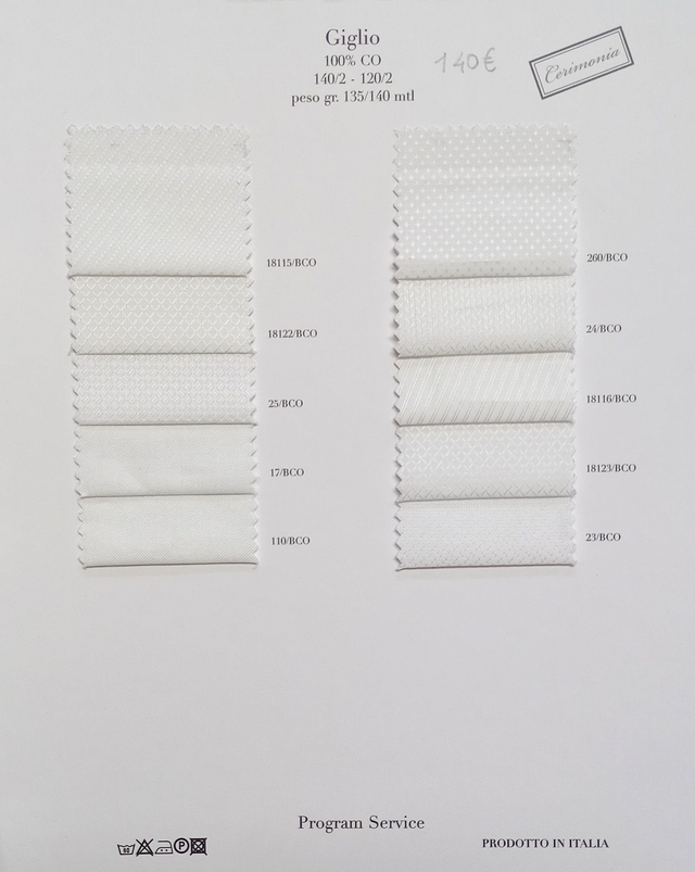 Camicia su misura cerimonia tessuti bianchi lavorati