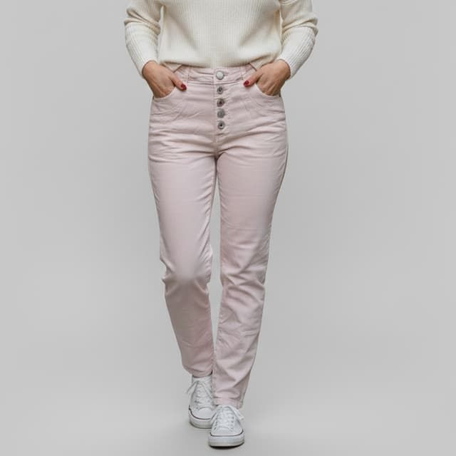 Jean Slim Place du Jour Nude - Coton Stretch &amp; Boutons Colorés