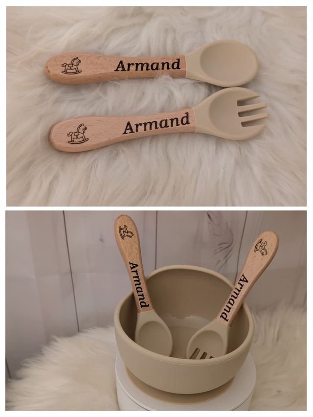 bol + couverts gravés