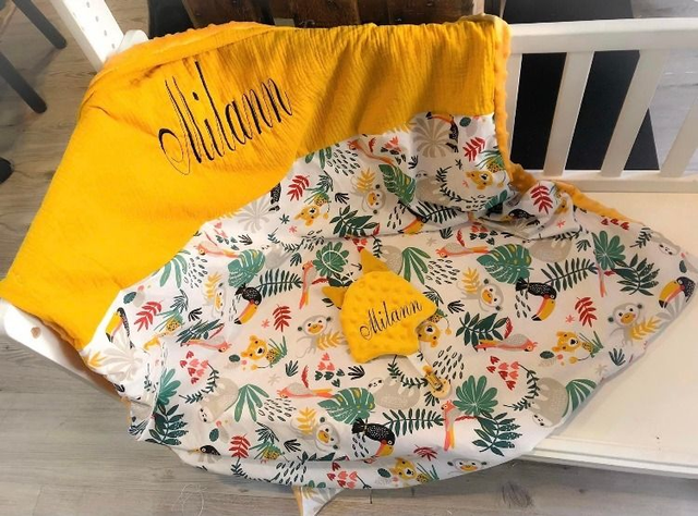 Plaid jungle moutarde