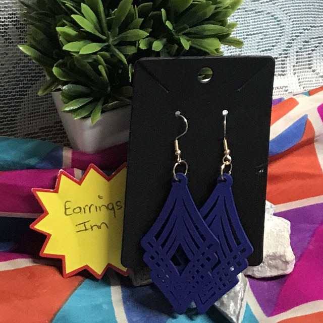 Blue Wood Dangling Earrings-SWDE91