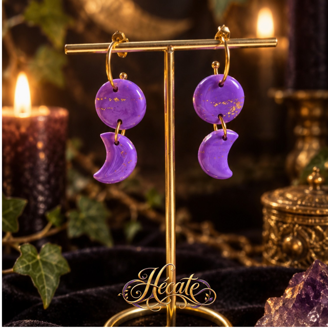 Boucles d'oreilles Lune Parme
