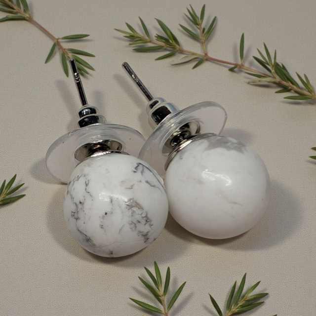 Boucles d'oreilles Perle en Howlite