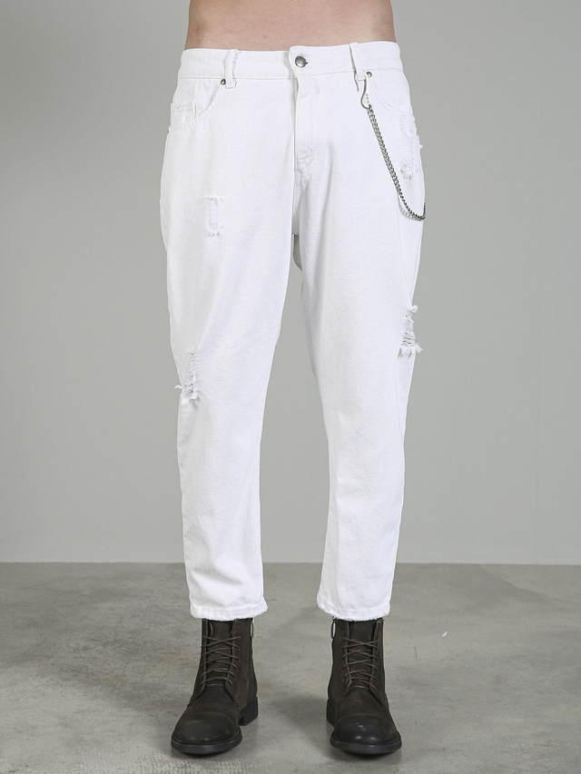 B49849N7 - BERNA Jeans Carot con catena e rotture laser