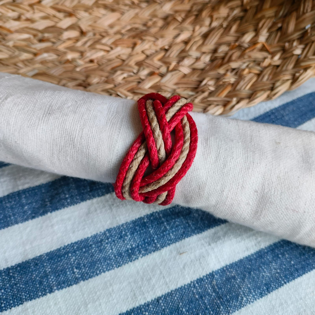 Rond de serviette Rouge et neutre