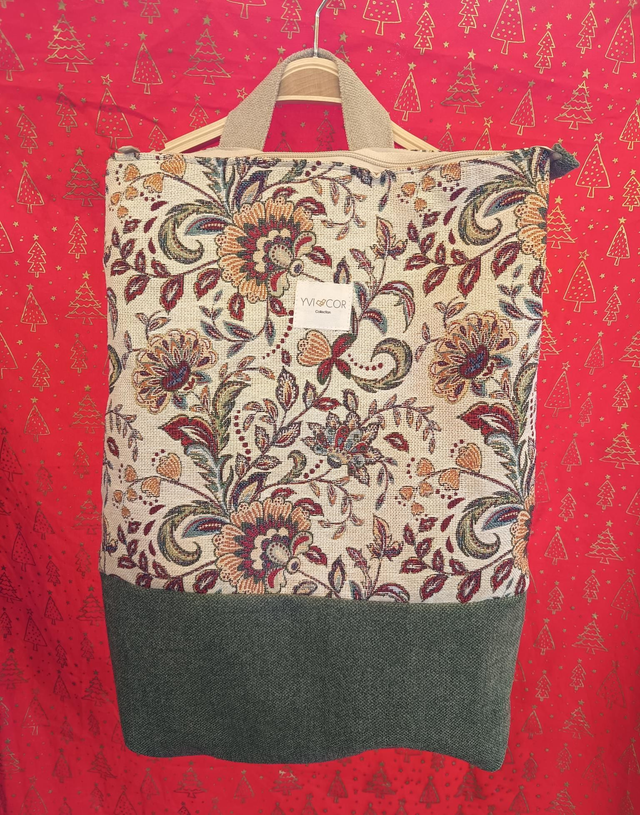 Mochila Elegante Art Déco Beige y Gris