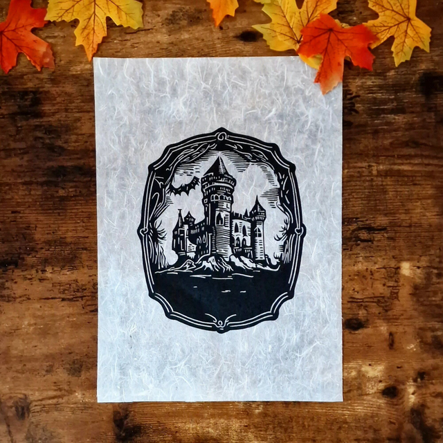 Linogravure - Le Château Hanté