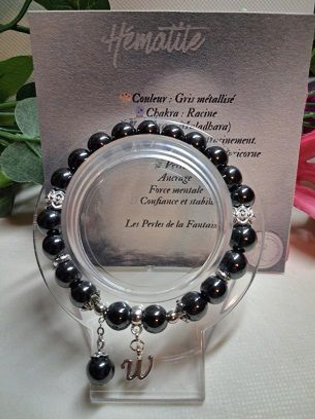 Bracelet en Hématite + carte chakra incluse