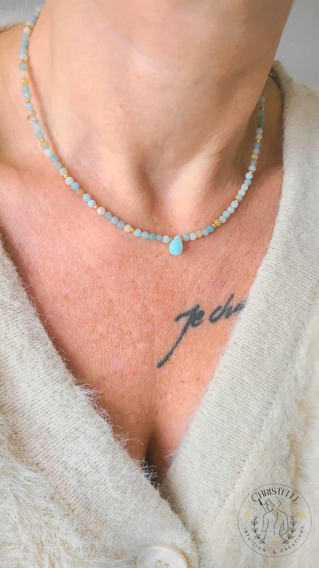 Collier Talisman Amazonite & Larimar – Douceur et Sérénité
