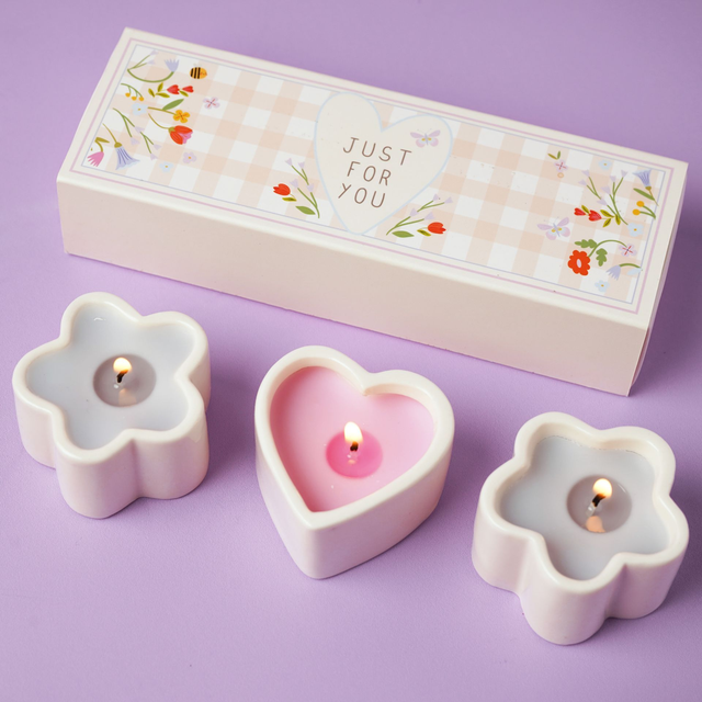 Just For You Gift Set – 3 Mini Heart & Flower Candles