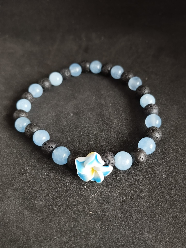 Bracelet angélite et pierre de lave