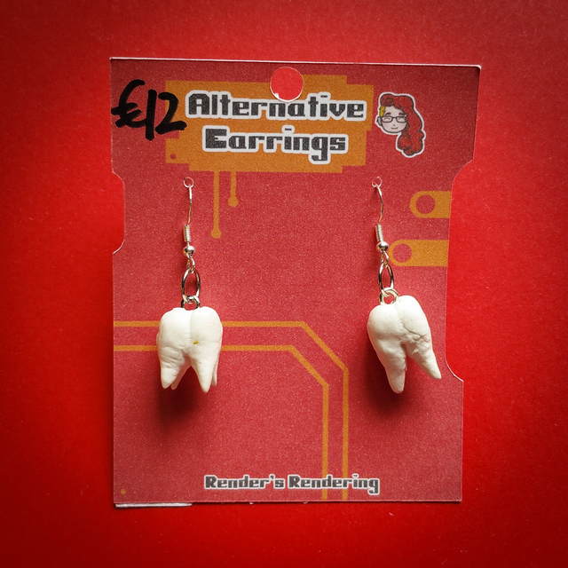 Hand Molded Tooth - Alternative - Earrings  [EAR-ALT-HMT]