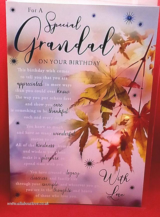 Grandad Happy Birthday Card Gold Foil Premium Quality